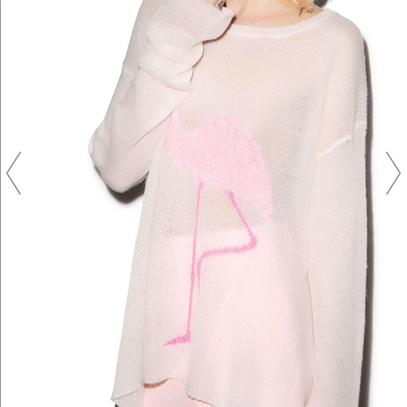 Wildfox White Label Pink Flamingo Roadie Sweater - Picture 2 of 8